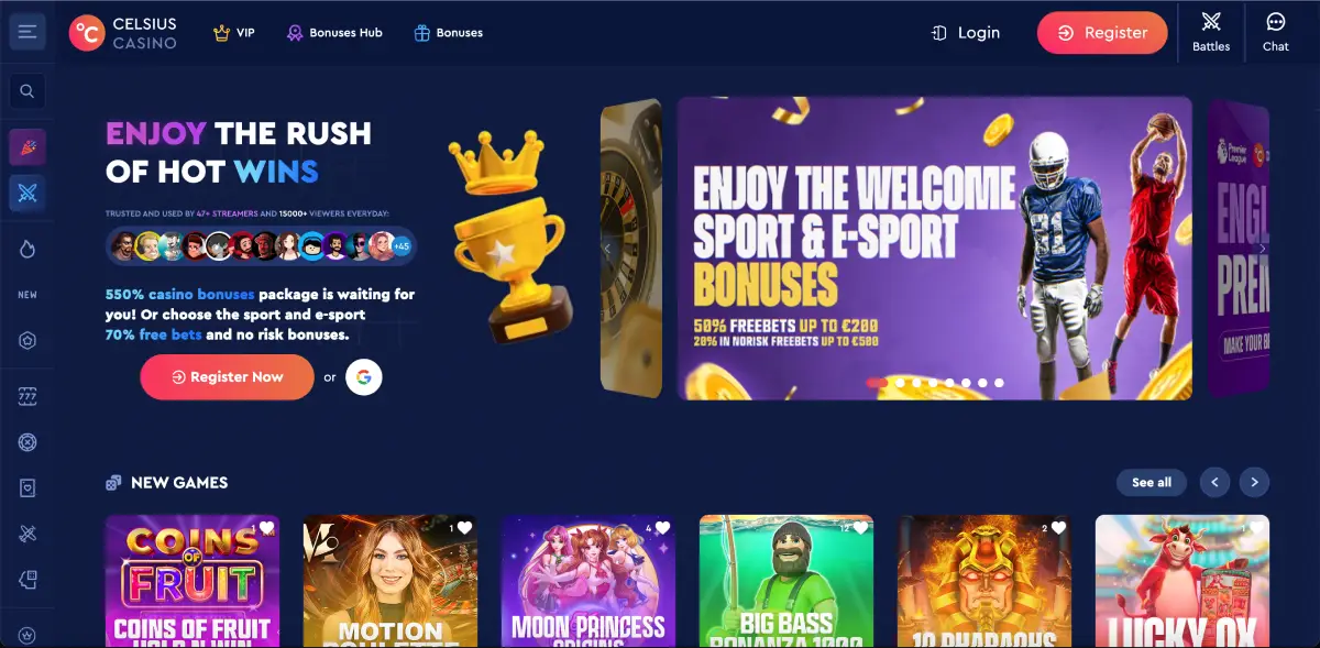 ボーナスオファー付きCelsius Casinoの公式ホームページでのAvia Rush