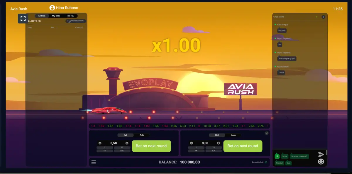 EvoplayのAvia Rushでクラッシュゲームのキャッシュアウトを行う方法