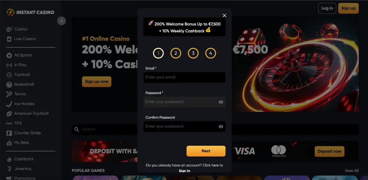 Avia RushをプレイするためのInstant Casino登録方法